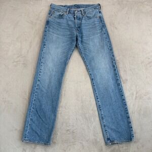 Vintage Levis 501 Jeans Mens 31x32 Blue 00s Straight Leg Button Fly Whiskering